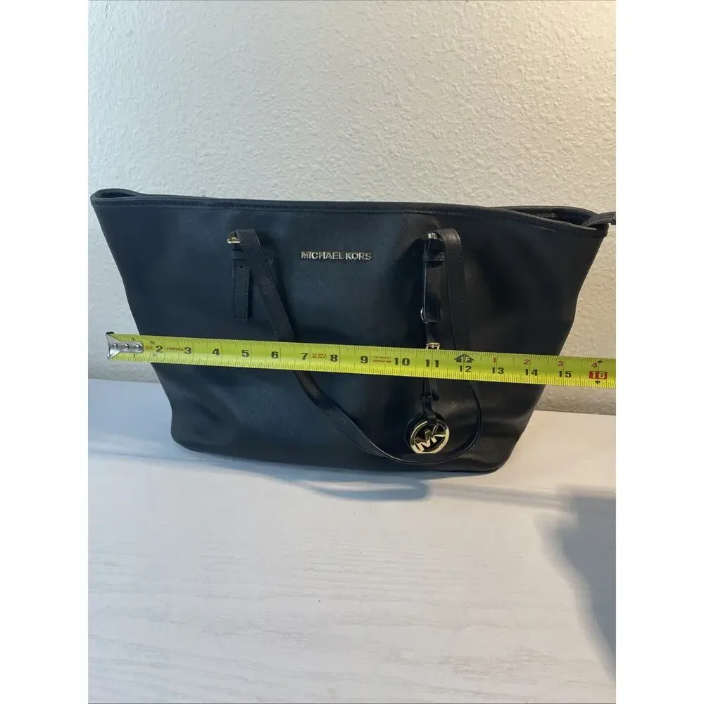 Michael Kors Saffiano Black Tote Bag Purse Carry-all Travel Bag